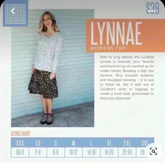 Lularoe XS black‎ & white geometric print long sleeve Lynnae top. NWT. Hi/lo hem - Picture 9 of 10